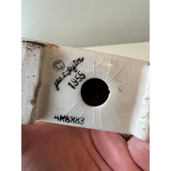 Vintage Lefton 1955 May Porcelain Angel Figurine Framed Wall Hanging AR6883 - Picture 4 of 5